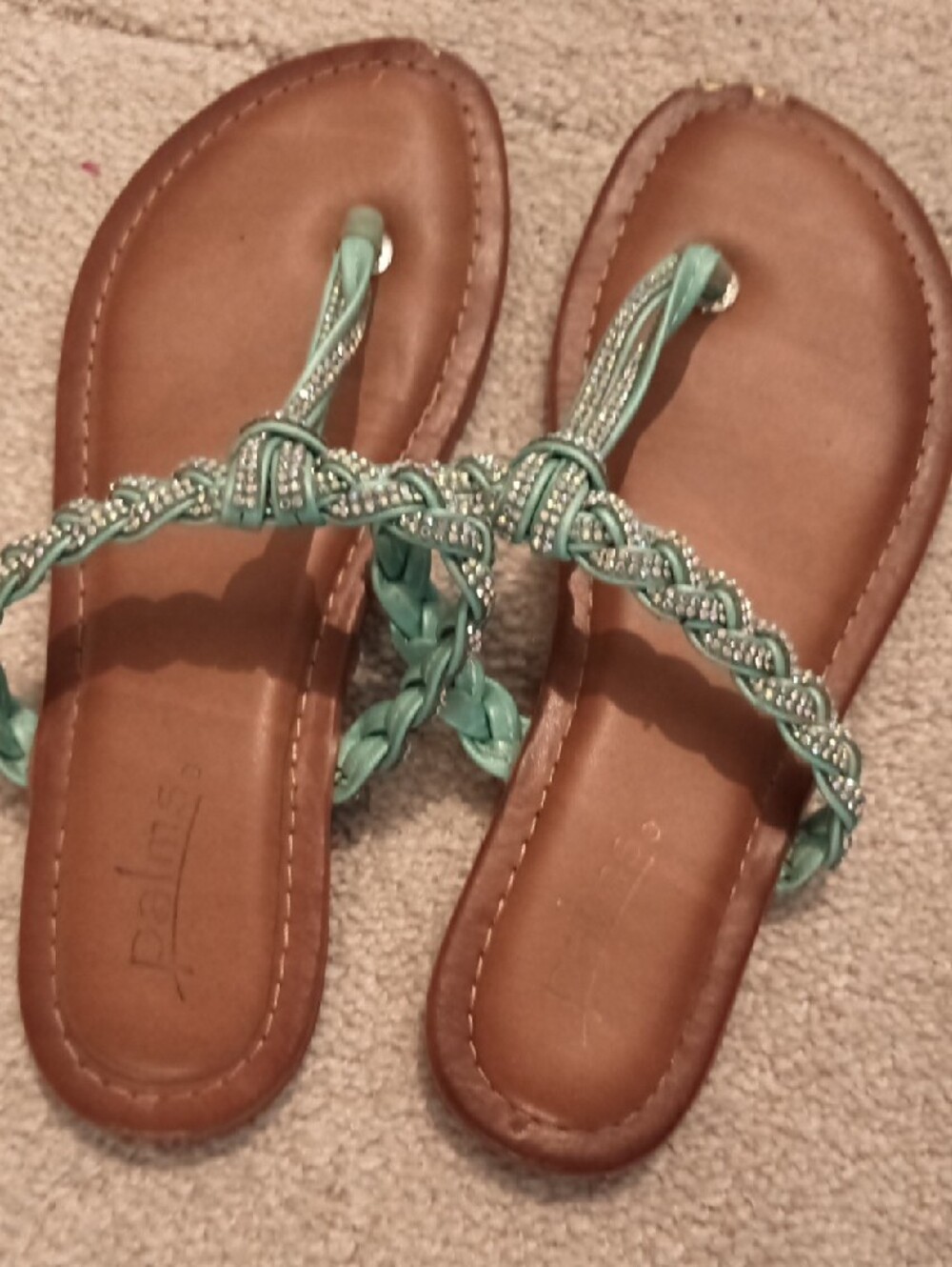 Women's Braided Teal Toe-Post Sandals